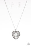 One Heart - White Necklace - Paparazzi Accessories Necklace Bedazzle Me Pretty Mobile Fashion Boutique