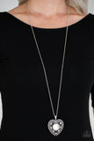 One Heart - White Necklace - Paparazzi Accessories Necklace Bedazzle Me Pretty Mobile Fashion Boutique