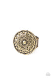 One in a MEDALLION - Brass Ring - Paparazzi Accessories Ring Bedazzle Me Pretty Mobile Fashion Boutique