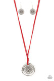One MANDALA Show - Red Necklace - Paparazzi Accessories Necklace Bedazzle Me Pretty Mobile Fashion Boutique