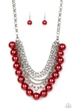 One-Way WALL STREET - Red Necklace - Paparazzi Accessories Necklace Bedazzle Me Pretty Mobile Fashion Boutique