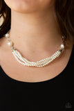 One-WOMAN Show - White Necklace - Paparazzi Accessories Necklace Bedazzle Me Pretty Mobile Fashion Boutique