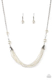 One-WOMAN Show - White Necklace - Paparazzi Accessories Necklace Bedazzle Me Pretty Mobile Fashion Boutique
