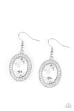 Only FAME In Town - White Earrings - Paparazzi Accessories Earrings Bedazzle Me Pretty Mobile Fashion Boutique
