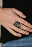 Open Fire - Black Ring - Paparazzi Accessories Ring Bedazzle Me Pretty Mobile Fashion Boutique
