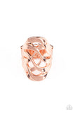 Open Fire - Copper Ring - Paparazzi Accessories Ring Bedazzle Me Pretty Mobile Fashion Boutique