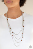 Open For Opulence - Brown Necklace - Paparazzi Accessories Necklace Bedazzle Me Pretty Mobile Fashion Boutique