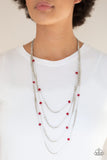 Open For Opulence - Red Necklace - Paparazzi Accessories Necklace Bedazzle Me Pretty Mobile Fashion Boutique