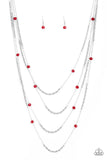 Open For Opulence - Red Necklace - Paparazzi Accessories Necklace Bedazzle Me Pretty Mobile Fashion Boutique