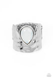 Optimistically Oracle - White Ring - Paparazzi Accessories Ring Bedazzle Me Pretty Mobile Fashion Boutique
