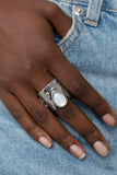 Optimistically Oracle - White Ring - Paparazzi Accessories Ring Bedazzle Me Pretty Mobile Fashion Boutique