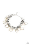 Orbiting Opulence - White Bracelet - Paparazzi Accessories Bracelet Bedazzle Me Pretty Mobile Fashion Boutique
