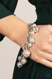 Orbiting Opulence - White Bracelet - Paparazzi Accessories Bracelet Bedazzle Me Pretty Mobile Fashion Boutique