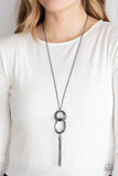 Orbiting Splendor - Black Necklace - Paparazzi Accessories Necklace Bedazzle Me Pretty Mobile Fashion Boutique