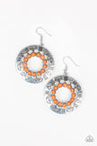 Organically Omega - Orange Earrings - Paparazzi Accessories Earrings Bedazzle Me Pretty Mobile Fashion Boutique