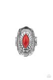 Ornamental Allure - Red Ring - Paparazzi Accessories Ring Bedazzle Me Pretty Mobile Fashion Boutique
