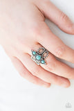 Outback Oasis - Blue Ring - Paparazzi Accessories Ring Bedazzle Me Pretty Mobile Fashion Boutique