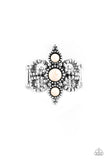 Outback Oasis - White Ring - Paparazzi Accessories Ring Bedazzle Me Pretty Mobile Fashion Boutique