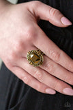 Outta My Way! - Brass Ring - Paparazzi Accessories Ring Bedazzle Me Pretty Mobile Fashion Boutique