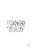 OVAL-Ruled - White Ring - Paparazzi Accessories Ring Bedazzle Me Pretty Mobile Fashion Boutique