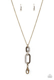 OVAL-Statement of the Year - Brass Lanyard - Paparazzi Accessories Lanyard Bedazzle Me Pretty Mobile Fashion Boutique