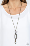 OVAL-Statement of the Year - Brass Lanyard - Paparazzi Accessories Lanyard Bedazzle Me Pretty Mobile Fashion Boutique