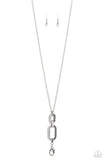 OVAL-Statement of the Year - White Lanyard - Paparazzi Accessories Lanyard Bedazzle Me Pretty Mobile Fashion Boutique