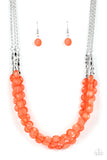 Pacific Picnic - Orange Necklace - Paparazzi Accessories Necklace Bedazzle Me Pretty Mobile Fashion Boutique