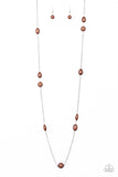 Pacific Piers - Brown Necklace - Paparazzi Accessories Necklace Bedazzle Me Pretty Mobile Fashion Boutique