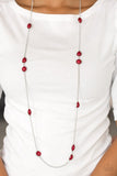 Pacific Piers - Red Necklace - Paparazzi Accessories Necklace Bedazzle Me Pretty Mobile Fashion Boutique