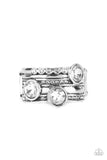 Pack It On - White Ring - Paparazzi Accessories Ring Bedazzle Me Pretty Mobile Fashion Boutique