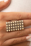 Pack Your SADDLEBAGS - White Ring - Paparazzi Accessories Ring Bedazzle Me Pretty Mobile Fashion Boutique