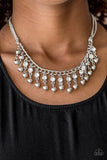 Pageant Queen - White Necklace - Paparazzi Accessories Necklace Bedazzle Me Pretty Mobile Fashion Boutique