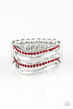 Pageant Wave - Red Ring - Paparazzi Accessories Ring Bedazzle Me Pretty Mobile Fashion Boutique