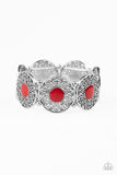 Painted Garden - Red Bracelet - Paparazzi Accessories Bracelet Bedazzle Me Pretty Mobile Fashion Boutique