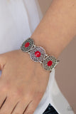 Painted Garden - Red Bracelet - Paparazzi Accessories Bracelet Bedazzle Me Pretty Mobile Fashion Boutique