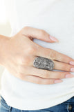 Paisley Paradise - Silver Ring - Paparazzi Accessories Ring Bedazzle Me Pretty Mobile Fashion Boutique