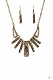 Paisley Pastime - Brass Necklace - Paparazzi Accessories Necklace Bedazzle Me Pretty Mobile Fashion Boutique