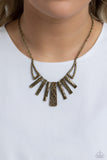 Paisley Pastime - Brass Necklace - Paparazzi Accessories Necklace Bedazzle Me Pretty Mobile Fashion Boutique