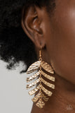 Palm Lagoon - Gold Earrings - Paparazzi Accessories Earrings Bedazzle Me Pretty Mobile Fashion Boutique