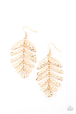 Palm Lagoon - Gold Earrings - Paparazzi Accessories Earrings Bedazzle Me Pretty Mobile Fashion Boutique