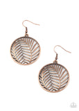 Palm Perfection - Copper Earrings - Paparazzi Accessories Earrings Bedazzle Me Pretty Mobile Fashion Boutique