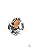 Palm Princess - Orange Ring - Paparazzi Accessories Ring Bedazzle Me Pretty Mobile Fashion Boutique