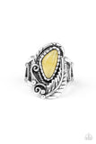 Palm Princess - Yellow Ring - Paparazzi Accessories Ring Bedazzle Me Pretty Mobile Fashion Boutique