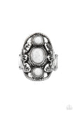 PALMS Up - White Ring - Paparazzi Accessories Ring Bedazzle Me Pretty Mobile Fashion Boutique
