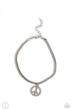 Pampered Peacemaker - White Anklet - Paparazzi Accessories Anklet Bedazzle Me Pretty Mobile Fashion Boutique