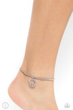 Pampered Peacemaker - White Anklet - Paparazzi Accessories Anklet Bedazzle Me Pretty Mobile Fashion Boutique