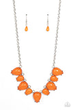 Pampered Poolside - Orange Necklace - Paparazzi Accessories Necklace Bedazzle Me Pretty Mobile Fashion Boutique