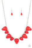 Pampered Poolside - Red Necklace - Paparazzi Accessories Necklace Bedazzle Me Pretty Mobile Fashion Boutique