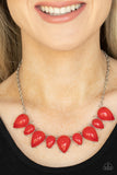 Pampered Poolside - Red Necklace - Paparazzi Accessories Necklace Bedazzle Me Pretty Mobile Fashion Boutique
